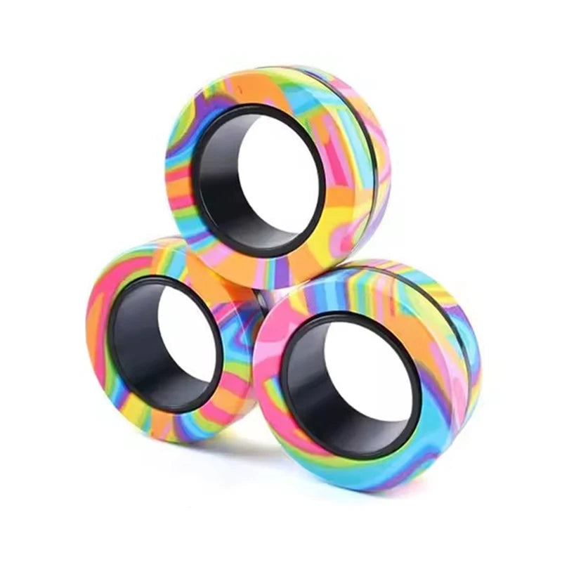 3pc Stress Reduction Magnetic Ring Toy, color ring toy, ADHD anxiety relief stress reduction ring Holiday gift