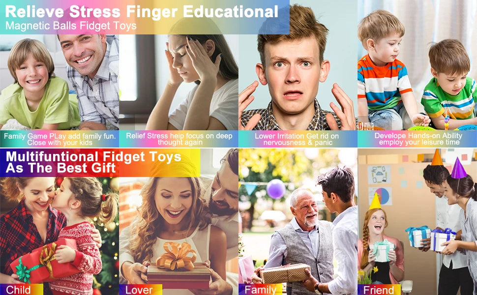 YISHIDANY 3Pcs Fidget Magnetic Ring Toys Fingers Magnet Rings ADHD Stress Relief Magical Spinner Toys for Adult Kids Anxiety