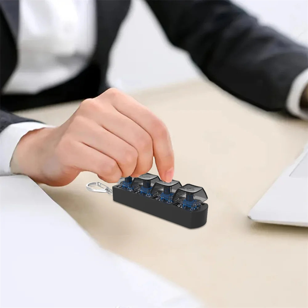 4Keys Button Keycap Stress Relief Adult Fidget Toy Keychain 4 Keys Keyboard Fidget Gadgets Toys DIY Keyboard Keychain Toys