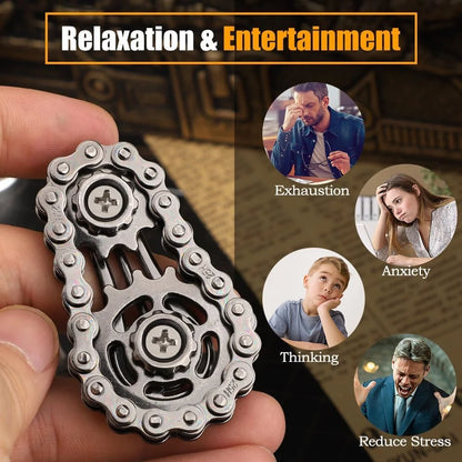 Fidget Spinners Toys for Adults Metal Bike Chain Pain Stim Fidgets Toy for Teens ADHD Cool Gadgets Desk Offices Gift