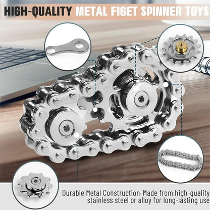Fidget Spinners Toys for Adults Metal Bike Chain Pain Stim Fidgets Toy for Teens ADHD Cool Gadgets Desk Offices Gift