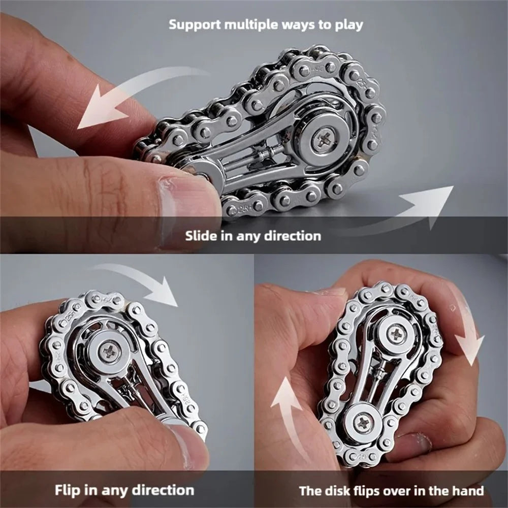 Fidget Spinners Toys for Adults Metal Bike Chain Pain Stim Fidgets Toy for Teens ADHD Cool Gadgets Desk Offices Gift