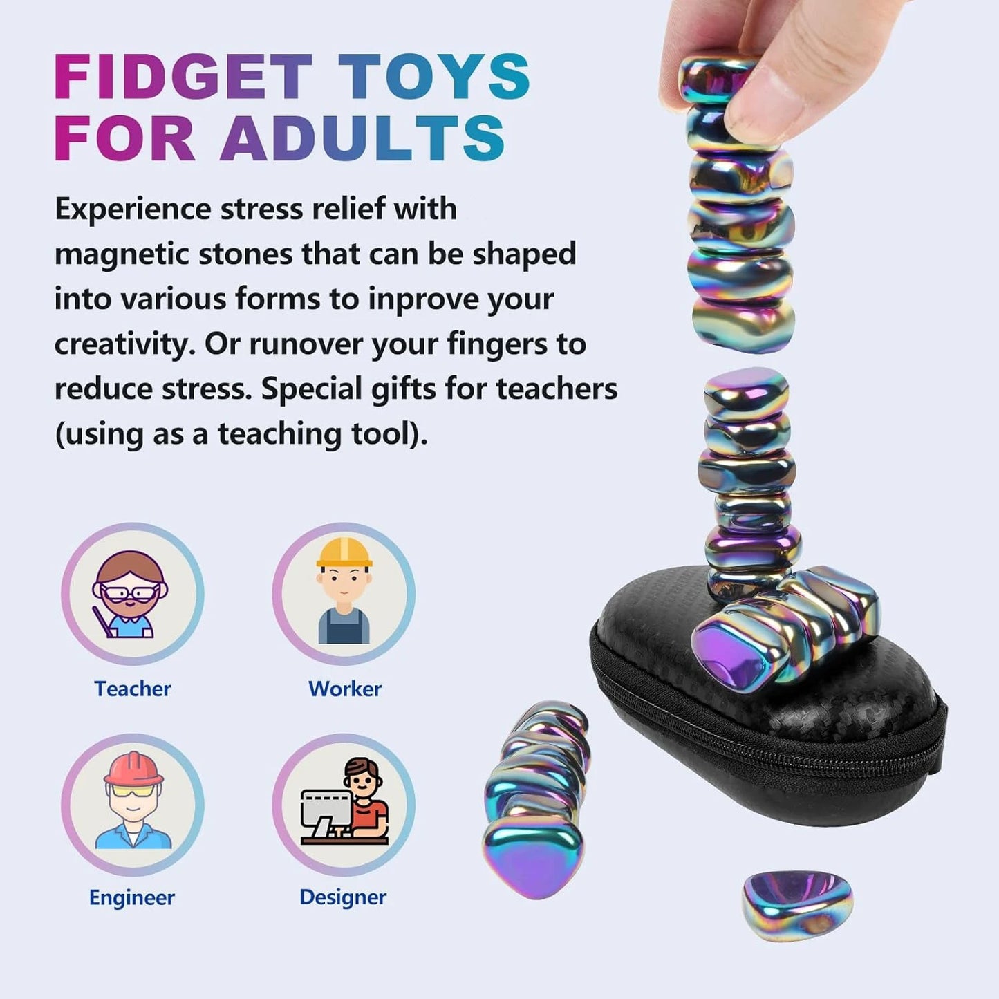 Magnet Chess Game Stones,Anti Stress Antistress Relief Fidget Toys Magnetic Stone for Adults ADHD Autism Fridge Sticker Desk EDC