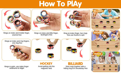 YISHIDANY 3Pcs Fidget Magnetic Ring Toys Fingers Magnet Rings ADHD Stress Relief Magical Spinner Toys for Adult Kids Anxiety