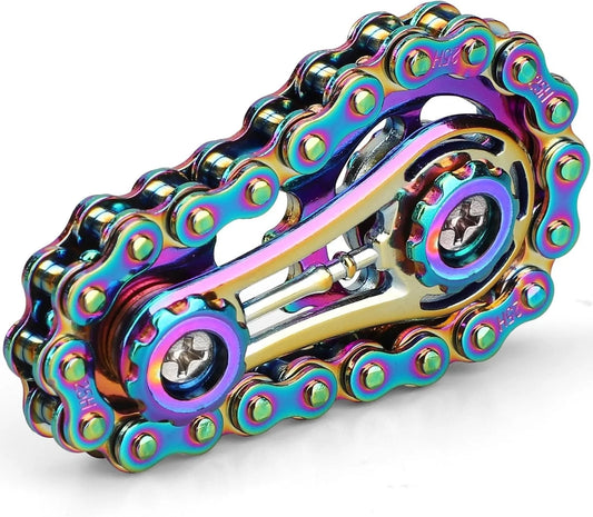 Fidget Chain,Sensory Bike Chain EDC Anti Stress Relief Anxiety Metal Fidget Finger Hand Spinner Toys For Kids Adults ADHD Autism