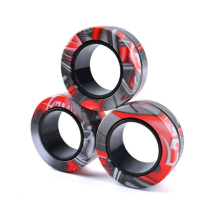 3pc Stress Reduction Magnetic Ring Toy, color ring toy, ADHD anxiety relief stress reduction ring Holiday gift