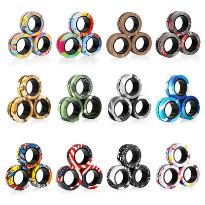 YISHIDANY 3Pcs Fidget Magnetic Ring Toys Fingers Magnet Rings ADHD Stress Relief Magical Spinner Toys for Adult Kids Anxiety
