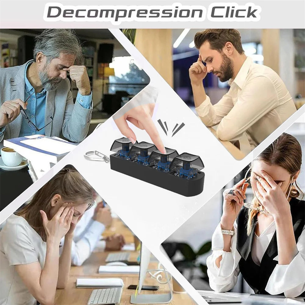 4Keys Button Keycap Stress Relief Adult Fidget Toy Keychain 4 Keys Keyboard Fidget Gadgets Toys DIY Keyboard Keychain Toys